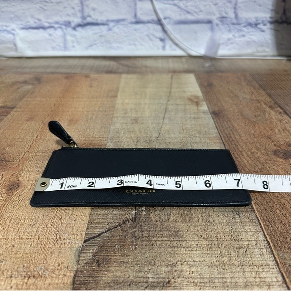 COACH - SLIM Long BLACK Leather Zip CLUTCH pouch wallet - Picture 3 of 5